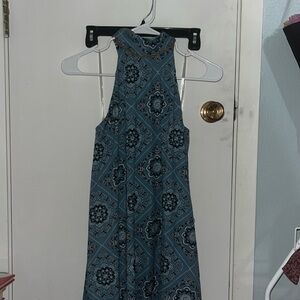 Western print halter mini dress
